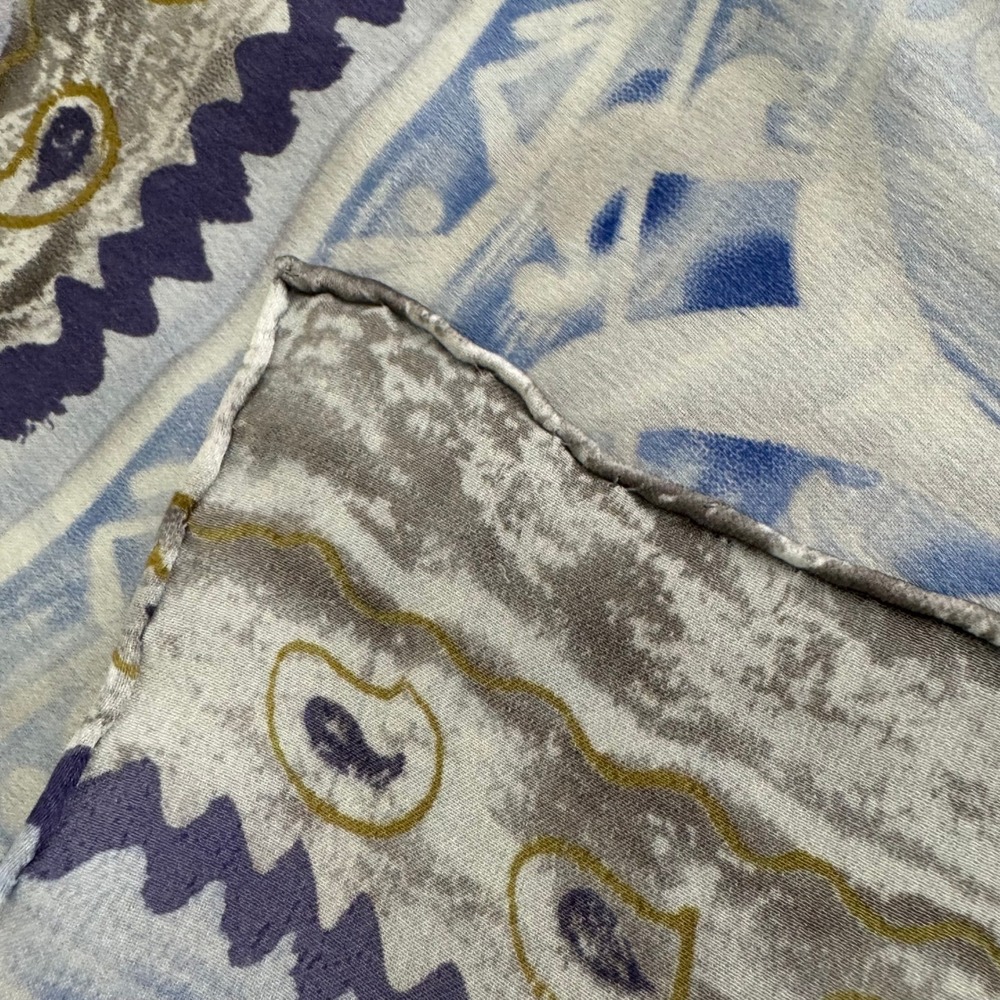 Silk Scarf Blue/Purple floral - Picture 6 of 6